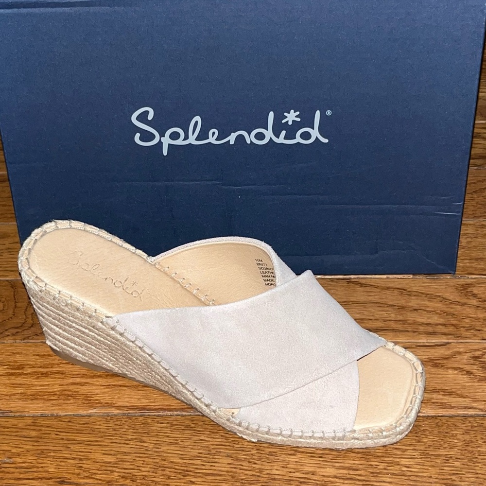 Splendid Britt Espadrilles Platform Wedge Slide Sandals Linen Color Women’s 10